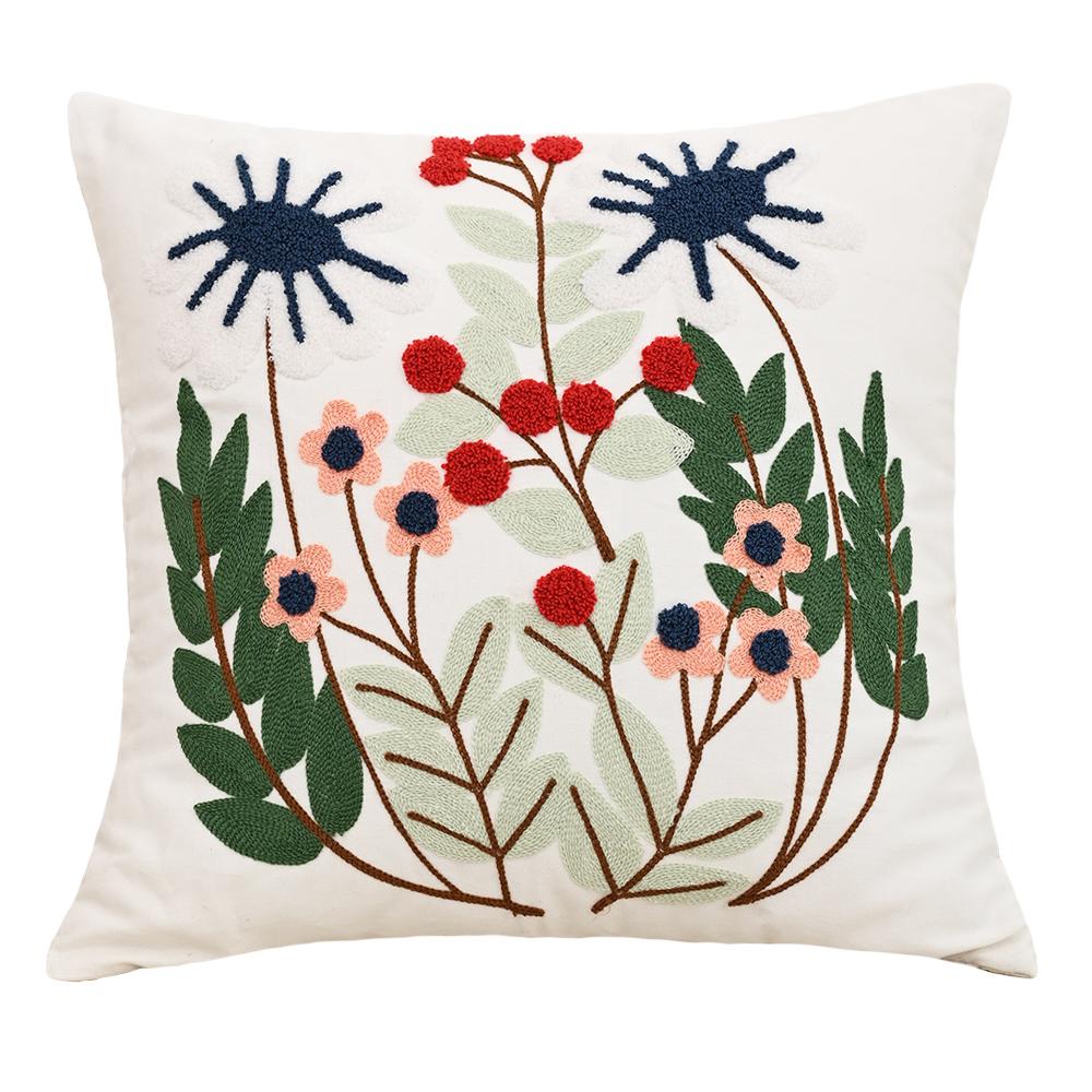 Buynow Floral Embroidered Pillowcase45X45Cm Vintage Pastoral Living Room Sofa Cushion Cover Home Bedroom Decor Cojines Para Sala
