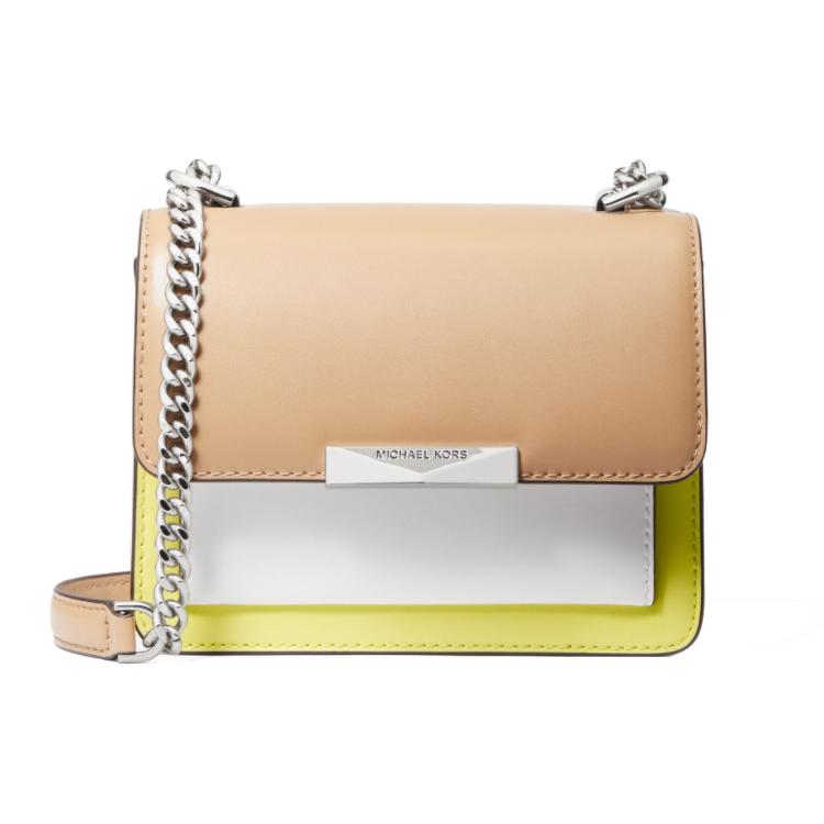 

New MICHAEL KORS Jade Leather Shoulder Bag, Crossbody Bag Mini Women s Orange & Yellow & White 32S0SJ4C0T345 18.0*8.1*14.0CM