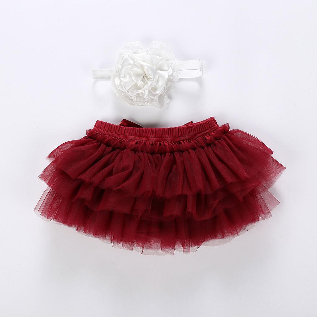 Baby Floral Headband and Bow Tulle Skirt Set Infant Toddler Outfit Soft Elastic Waistband Lightweight Breathable Material for 0M-24M