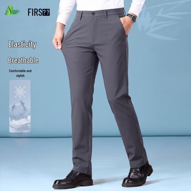 Shanshan Men's Thickened Stretch Wrinkle-Resistant Straight-Leg Business Pants