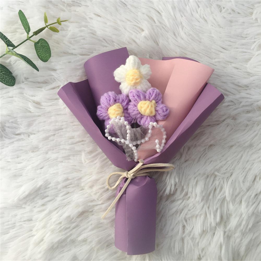 Knitted Daisy Bouquet Mini Crochet Artificial Flower Bouquet Valentine's Day Gifts Accessories Wedding Birthday Party Home Decor