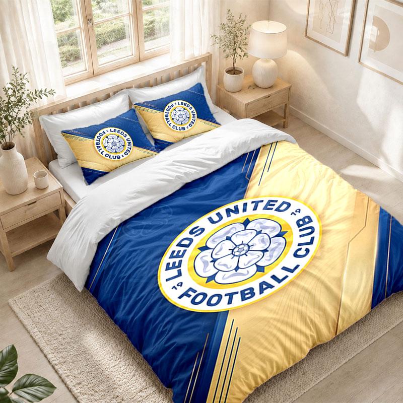 Bedding Set 1 Duvet Cover 2 Pillowcases Leeds United Print Bedroom Home Decoration