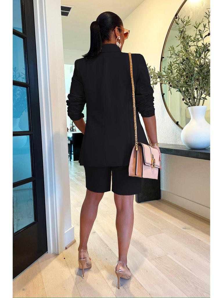 European & American Women's Spring/Summer Casual Suit: Jacket & Shorts Two-Piece Set