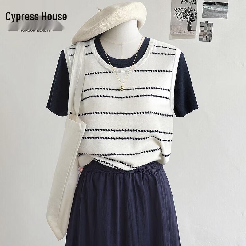 Women s Wool Blend Colorblock Fake Two-Piece T-Shirt One Size