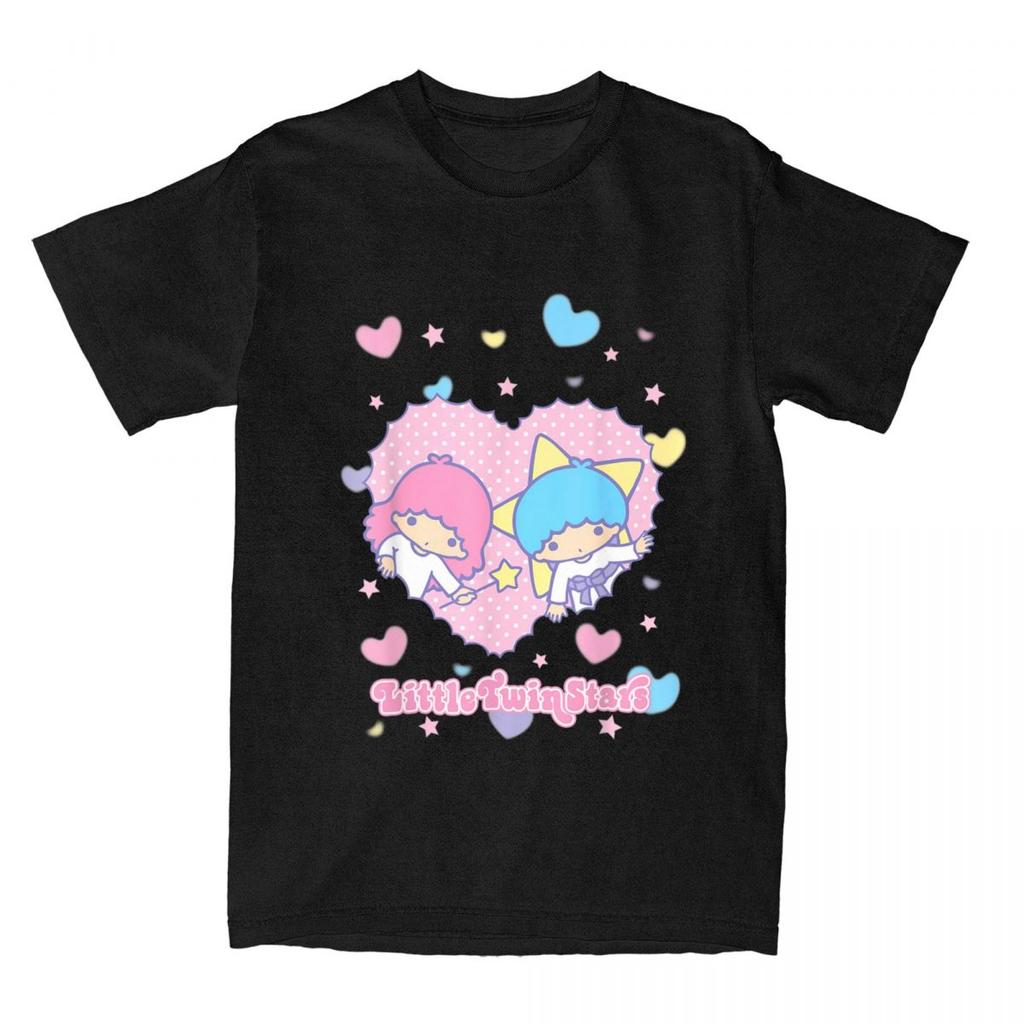 Little Twin Stars T Shirt Leisure Amusing O-Neck Vintage Streetwear Short Sleeve Cotton Versatile Harajuku Stylish Unisex Tops
