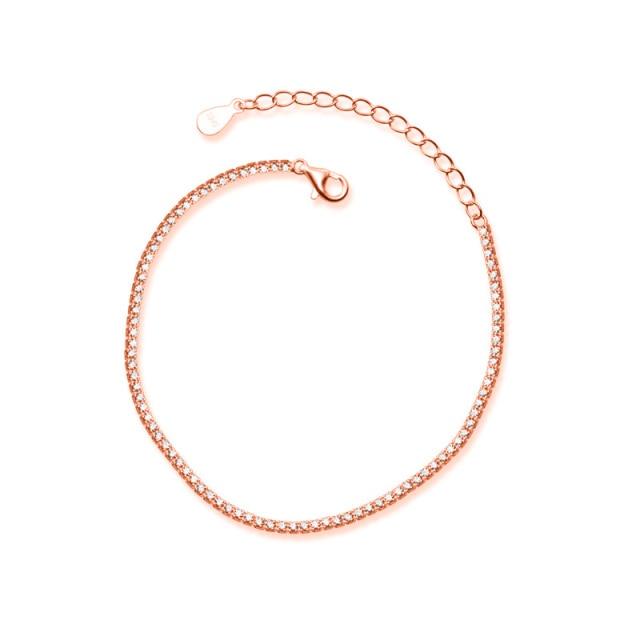 Luxury Real 925 Sterling Silver Fashion Simple Dazzling CZ Chain Bracelets For Women Wedding Fine S925 Jewelry DA1715