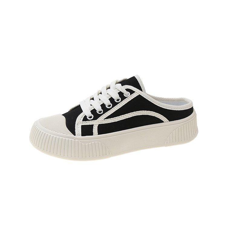 Velcro 22 Summer New Round Head Biscuit Shoes Student Running Two Wear Canvas Shoes