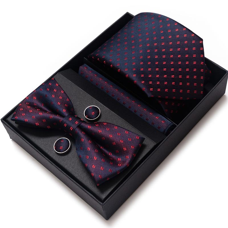Men'S Business Dress Party Tie Gift Box Fashion Tie Square Scarf Combination Set Tie Bow Tie Set