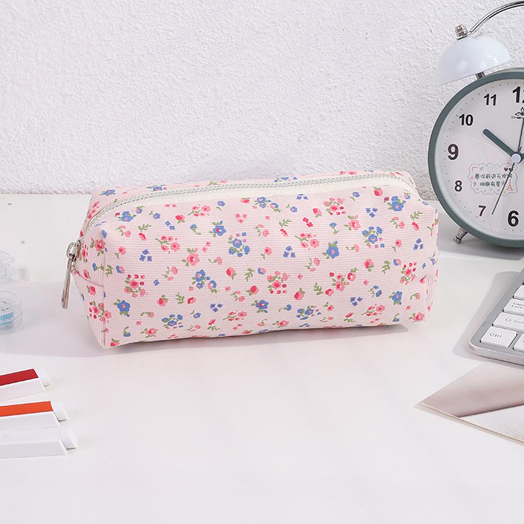 Retro floral portable pencil case, simple student stationery storage bag, school exam supplies storage,Creative gift for pal