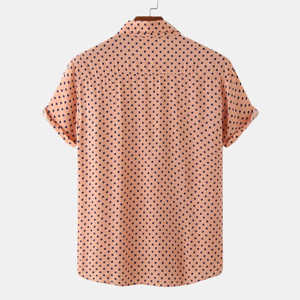 Solid Colored Dots Hawaiian Shirt Men Casual Short Sleeves Summer 3d Printed Button Blouse Tops Street Button Shirts