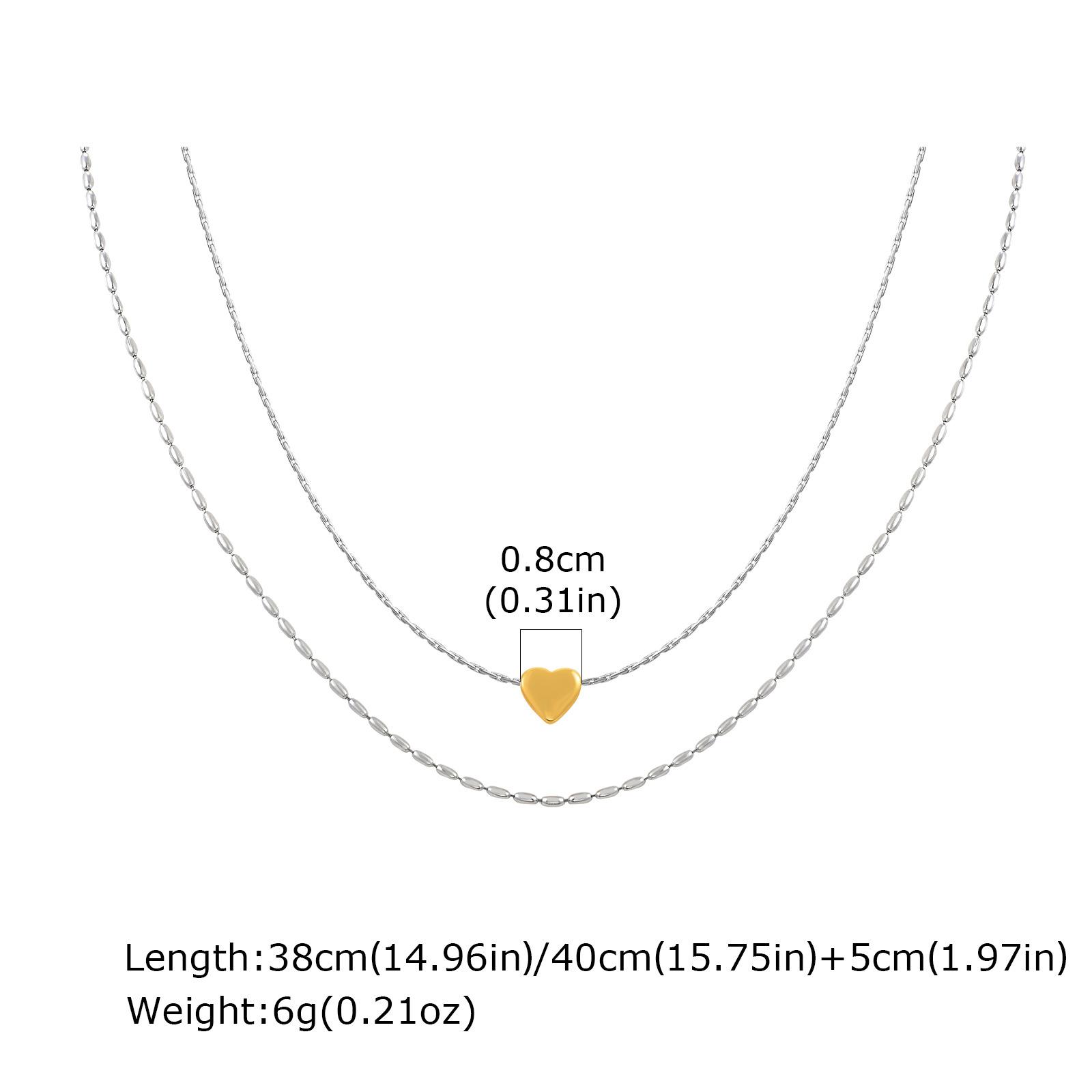 Jewelry Stainless Steel Heart Double Layer Stacked Necklace Electric Gold Women S Fashion Accessories 2056