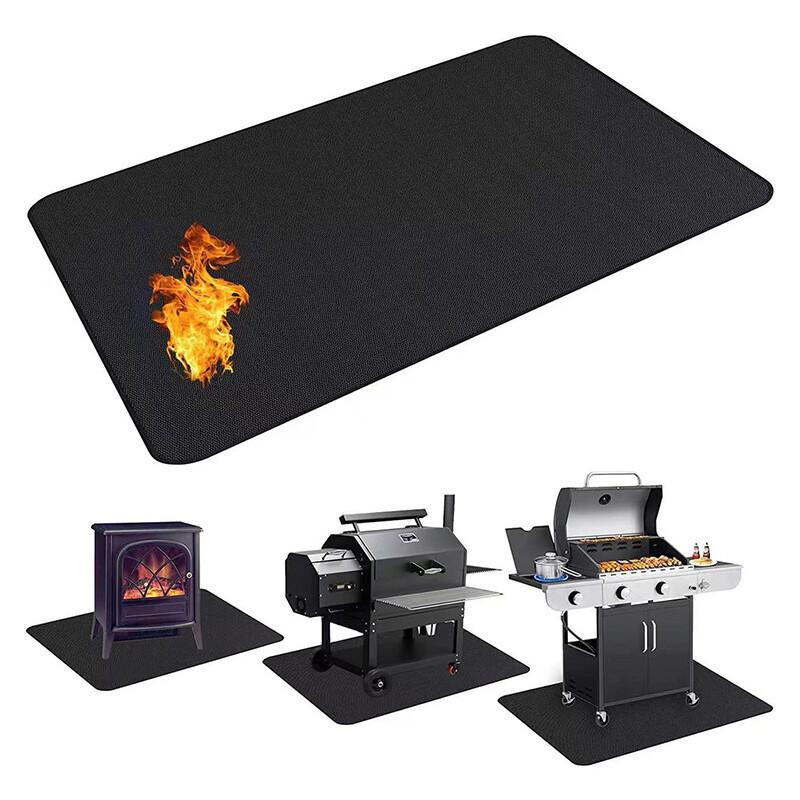 מחצלת עגולה חסינת אש רב-תכליתית חיצונית מצופה סיליקון נוזלי מחצלת למדורת גחלים מחצלת מגן לכירים עמידה בשמן משטח ברביקיו