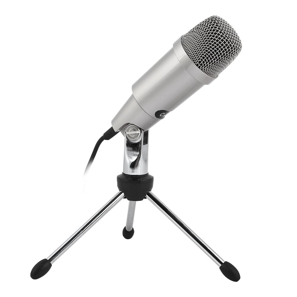 DC5V USB Condenser Microphone Online Voice Zinc Alloy Mic for Laptop Computer Silver