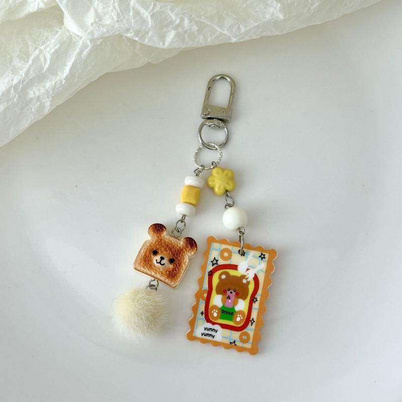 

Cute Cartoon Bear Biscuit Stamp Beaded Pendant Keychain Phone Chain Charm Backpack Handbag Pendant Decoration Accessories as the picture