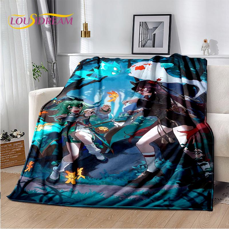 2025 New Cartoon Genshin Impact Character Solo Game Soft Blanket,Soft Throw Blanket for Home Bedroom Bed Sofa Picnic Child Gift
