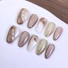 Almond Cat Eye Glitter Nails: Detachable, Wearable, Smudge-Proof False Nails with Whitening Finish