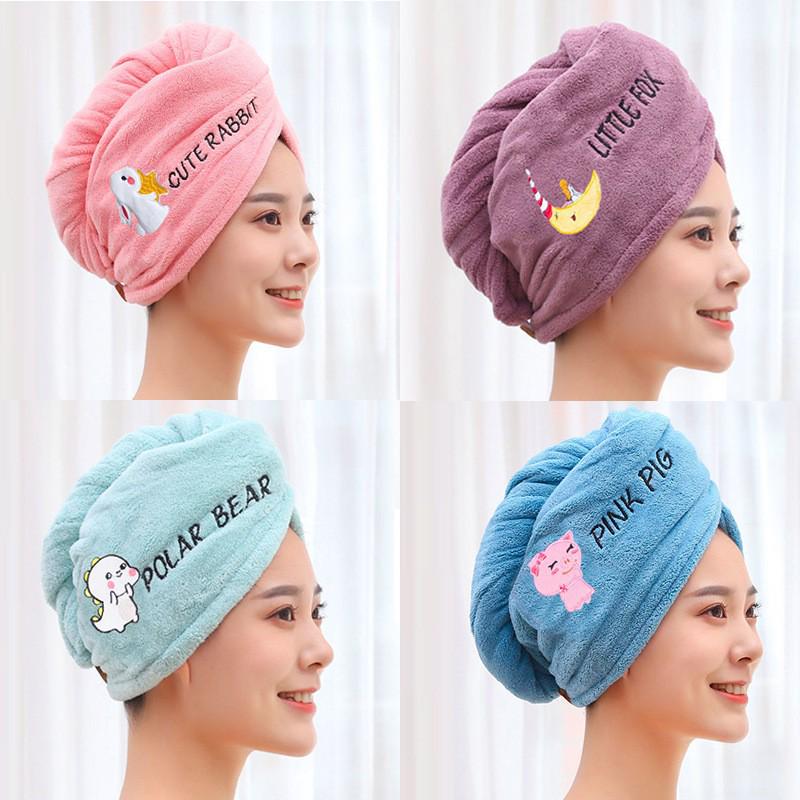 Women's Thickened Absorbent Coral Fleece Hair Cap - Bath and Shampoo Towel Headscarf