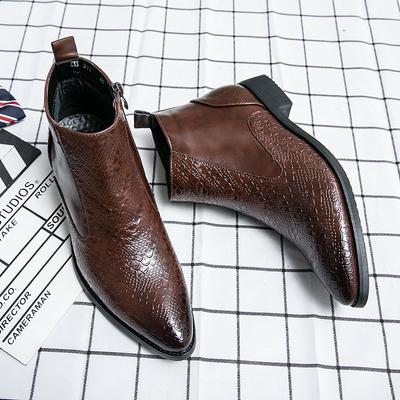 Sapatos Masculinos Couro Botas com Zíper Lateral Sapatos Masculinos Elegantes de Cano Alto Botas Chelsea Masculinas da Moda Retrô Botas Oxford Masculinas de Motociclista
