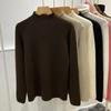 Winter Half High Collar Plush Knitted Sweater For Women Fashion 2024 Office-lady Pullover Sweaters Slim Fit Casual Warm Velvet Knitwear Clothes 30068
