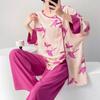 Spring/Summer new cotton silk new Chinese floral print pajamas, women's frog button loungewear, cotton silk set, vintage national style