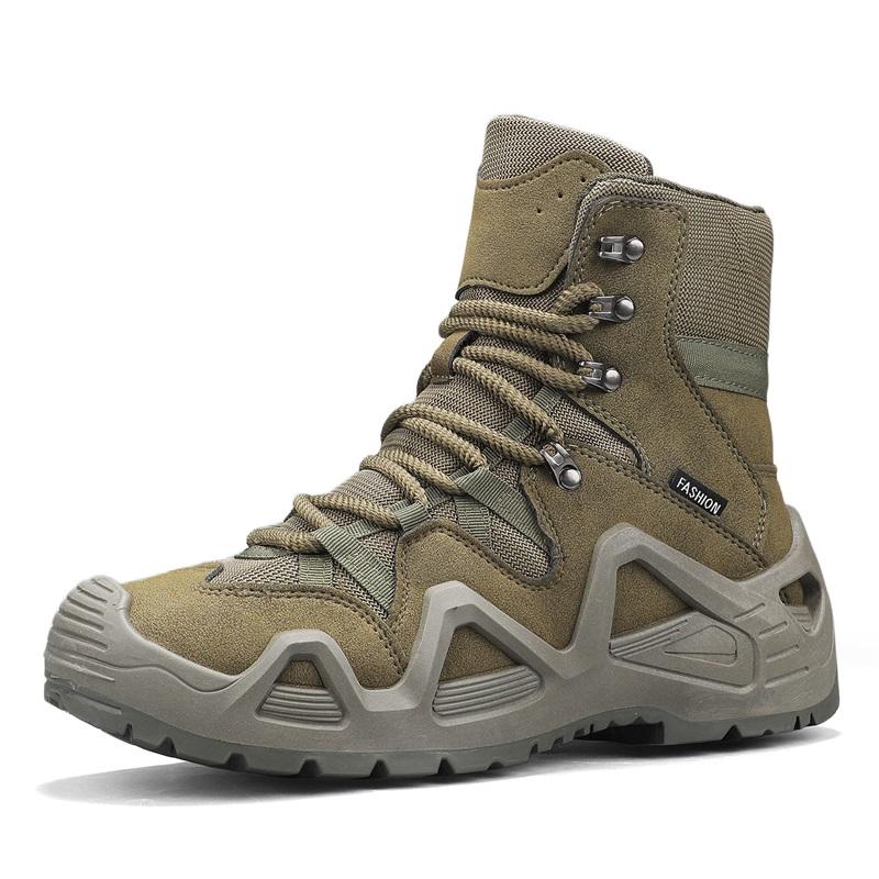 

Outdoor Suede Leather Hiking Shoes Men Non-slip Training Mountain Trekking Boots Men Green Combat Tactical Boots Plus Size 46 39