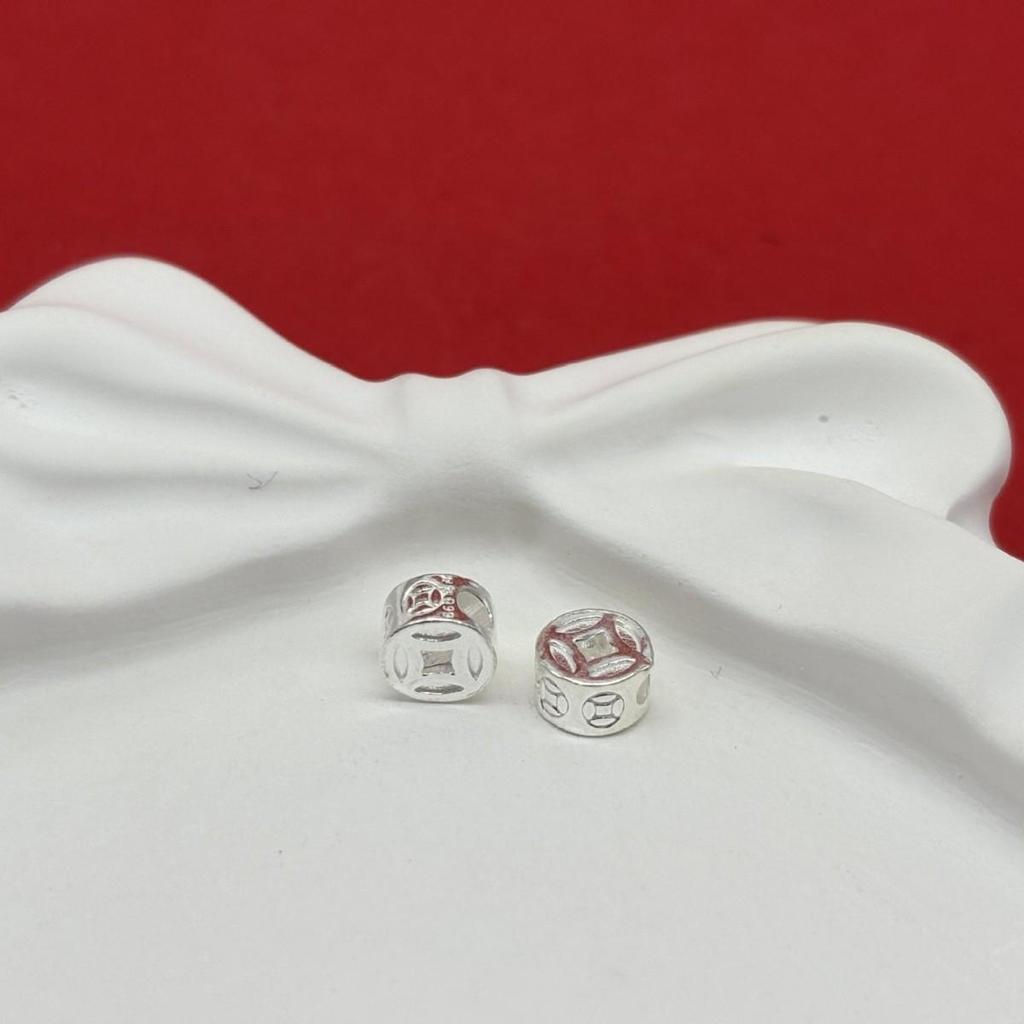 Sterling Silver Coin Spacer Beads for DIY Red String Woven Crystal Bracelets