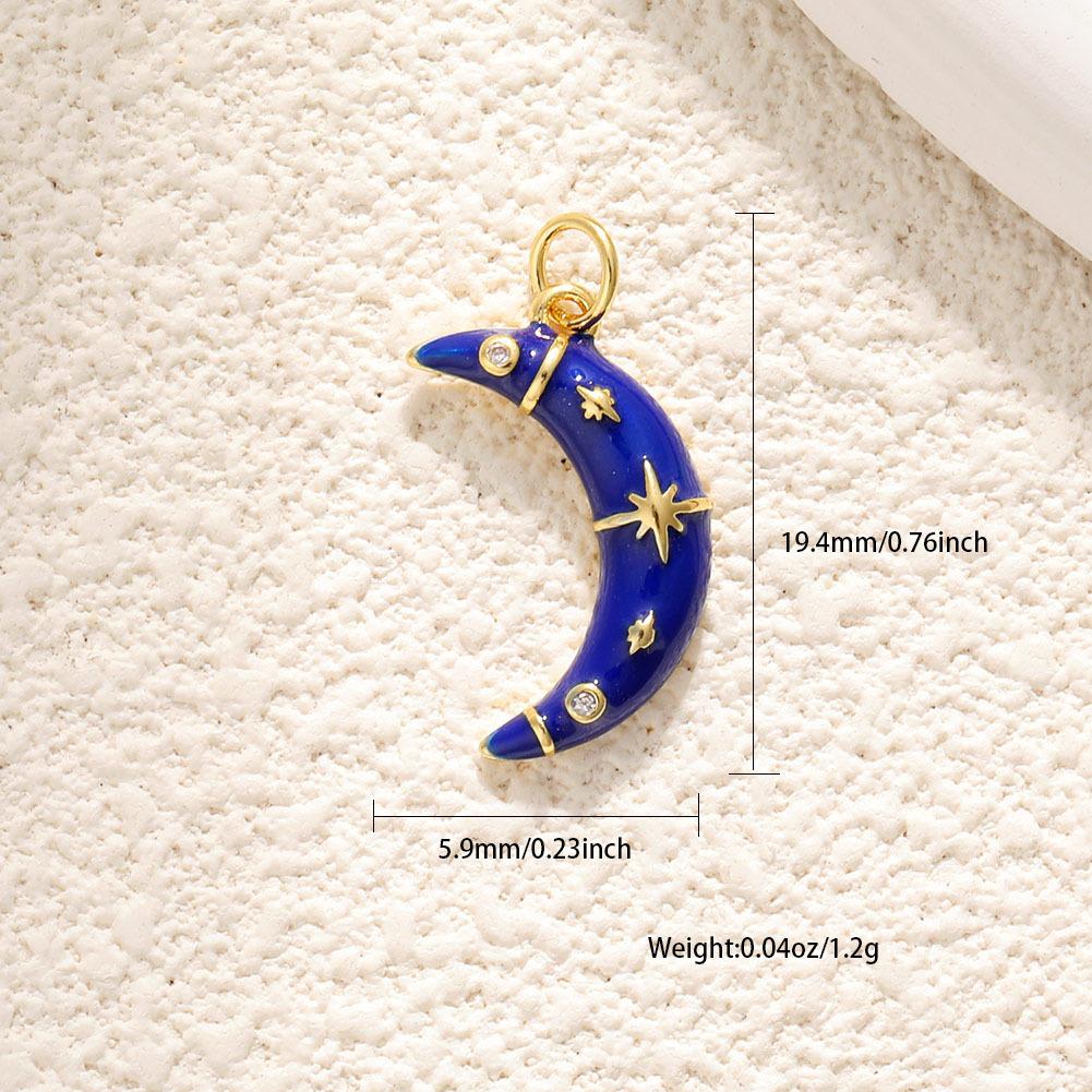 Moon Pendant Charm Keychain Accessory Crescent Shape with Star and Small Gemstone Details Metal Alloy Design Suitable for Various Uses One Size