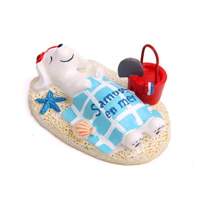 

Cute Beach Sleeping Cat Mini Doll Model Ornament For Garden And Decor Use