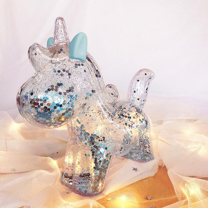 Creative unicorn piggy bank   coin   transparent with sequins souvenir children birthday gift kids WF923