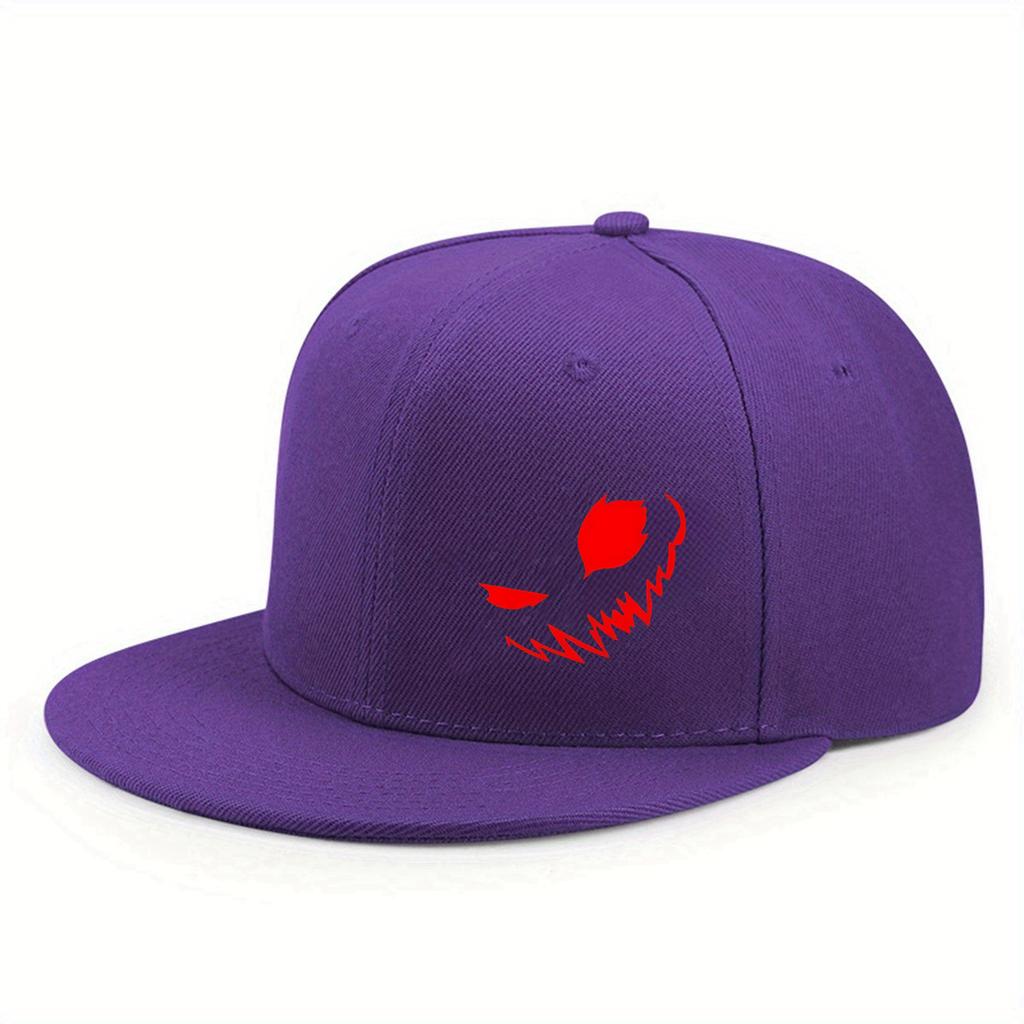 New Hardtop Flat Hat Cartoon Devil Print Men's and Women's Fashion Adult Hip-hop Hat