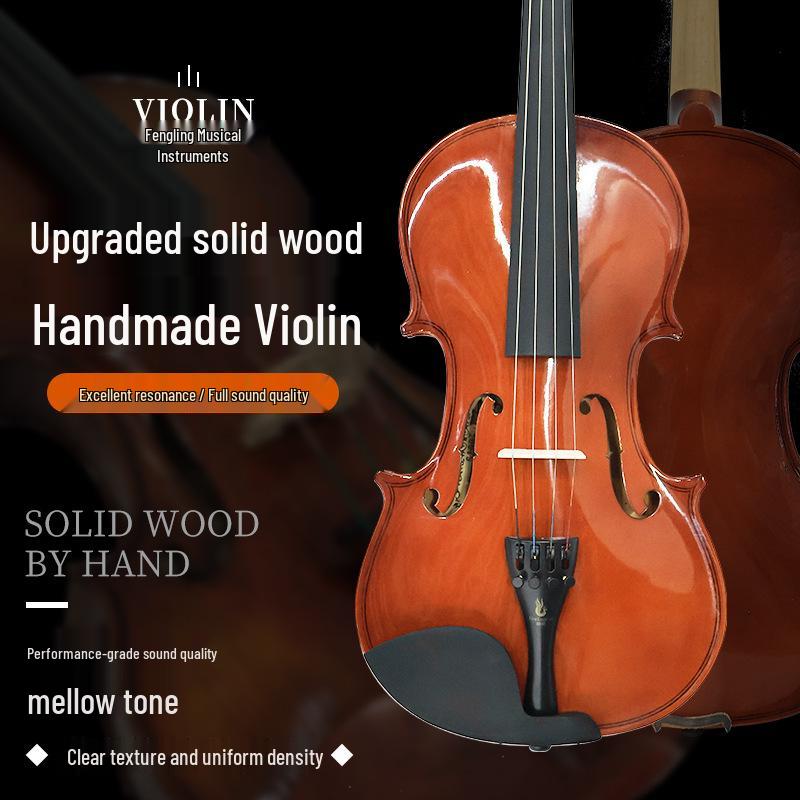 

Fengling NV01 Beginner Upgrade Solid Wood Handmade Violin for Adult Students 4/4 (Height 155-220cm)