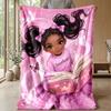 Pink Sweater Reading with Butterflies Theme blanket Lightweight Warm Flannel Blanket Decorative Throw Blanket for Home Decoration