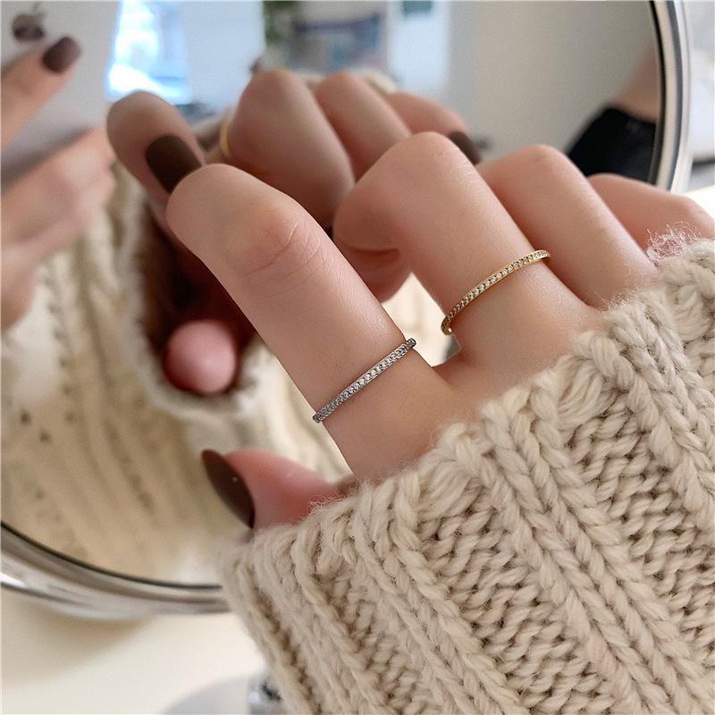 Elegant Thin Band Ring with 40 Sparkling Diamonds: A Simple, Beautiful Half-Circle Design Perfect for Stacking and Everyday Wear.