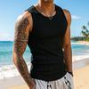 Canotta Estiva da Uomo a Coste Scollo a O Senza Maniche Camicia Traspirante Monocolore Vestibilità Slim Elasticizzata Casual Palestra Sportiva T-shirt