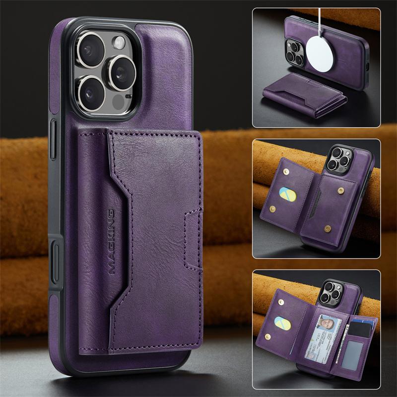 Retro Flip Leather Phone Case For iPhone 16 Pro Max 17 Air 15 Plus 14 13 12 Wallet Cards Magnetic Wireless Charging Back Cover