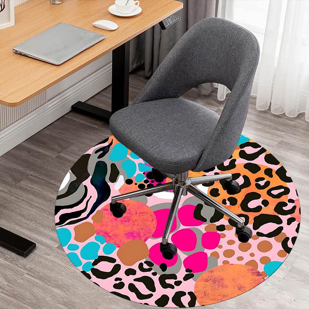 

1 шт. круглый коврик для стула с леопардовым принтом, ковер для пола - Нескользящий, коврик для пола для офиса, спальни и декора помещений c1125631 80cm by 80cm