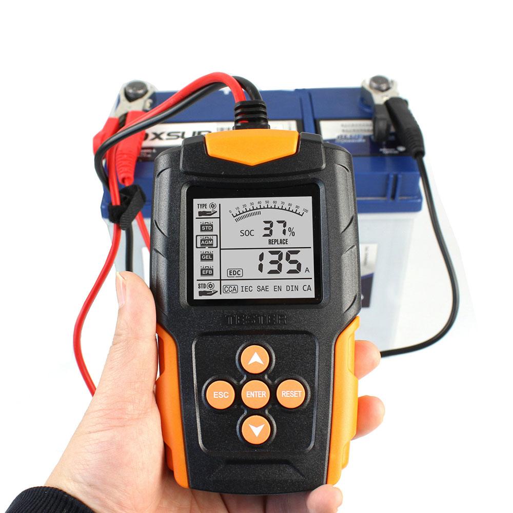 12V 24V Car Motorcycle Battery Tester Digital Battery Analyzer Test Tool SOH SOC CCA IR Measurement for Car Truck Car Accessories