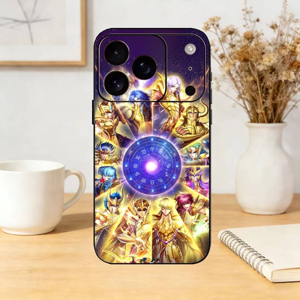 S-Saint Anime S-SeiyaS Phone Case For iPhone 17,16,15,14,13,12,11 Plus,Pro,Max,Mini Silicone black Soft Cover