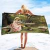 Figure Oil Painting Beach Towel,Travel Towel for Boys & Girls,Quick-Dry & Super Absorbent Beach Blanket for Bath, Pool, Camping