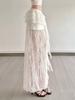 Women's Lace Mesh Skirt Y2k White Midi Skirt Elegant Bohemia Style Clothing Summer