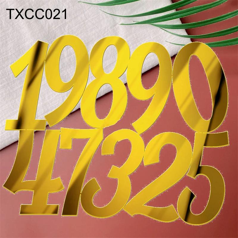 Decor Acrilic Oglindă Aurie pentru Tort La Mulți Ani Alfabet Englez Număr Roman Nuntă Petrecere Topper Tort Insert Cupcake Steag