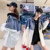 Spring Fashion Waist Slimming Stitching Denim Jacket Women's Mid-length Windbreaker