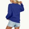 Women's V-Neck Long Sleeve Pullover Sweatshirt with Pocket, Color, Loose Fit for Casual Daily Wear