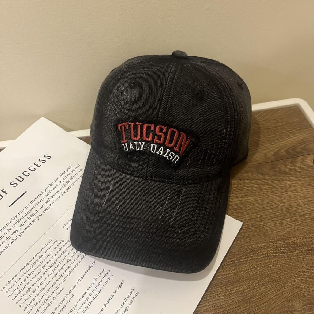 Retro Old Ripped Baseball Cap for Men and Women Korean Version Embroidered Cotton Padded Baseball Hat Fashionable and Versatile To Show Small Face