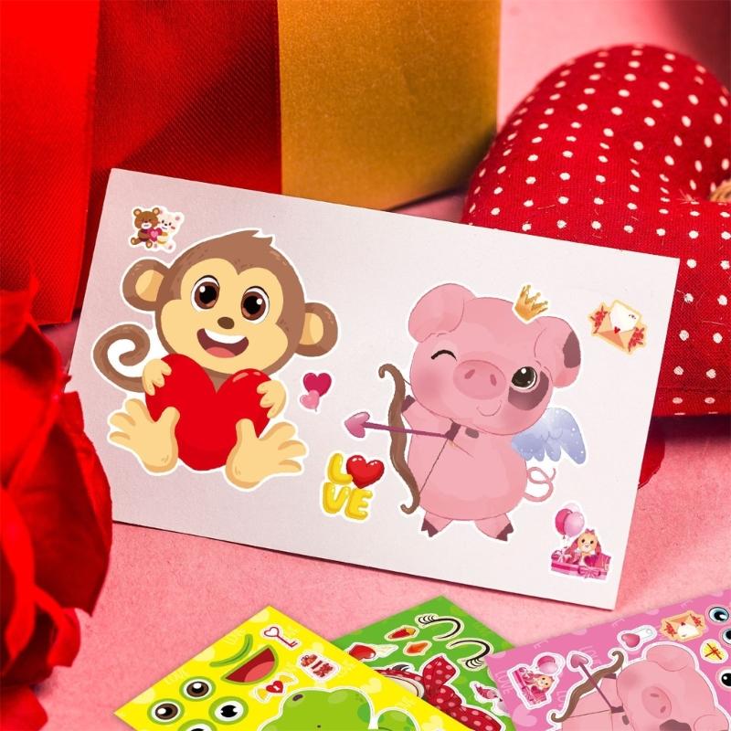 Funny Assemble Stickers Cartoon Animal  Face Expression Kids Boys Girls Gifts Cartoon Animal  Face Features Assemble