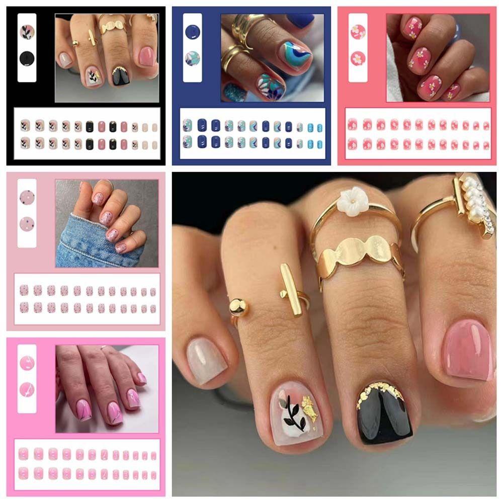 

DIY аксессуары для ногтей короткие цветочные накладные ногти цветок накладные ногти маникюрша