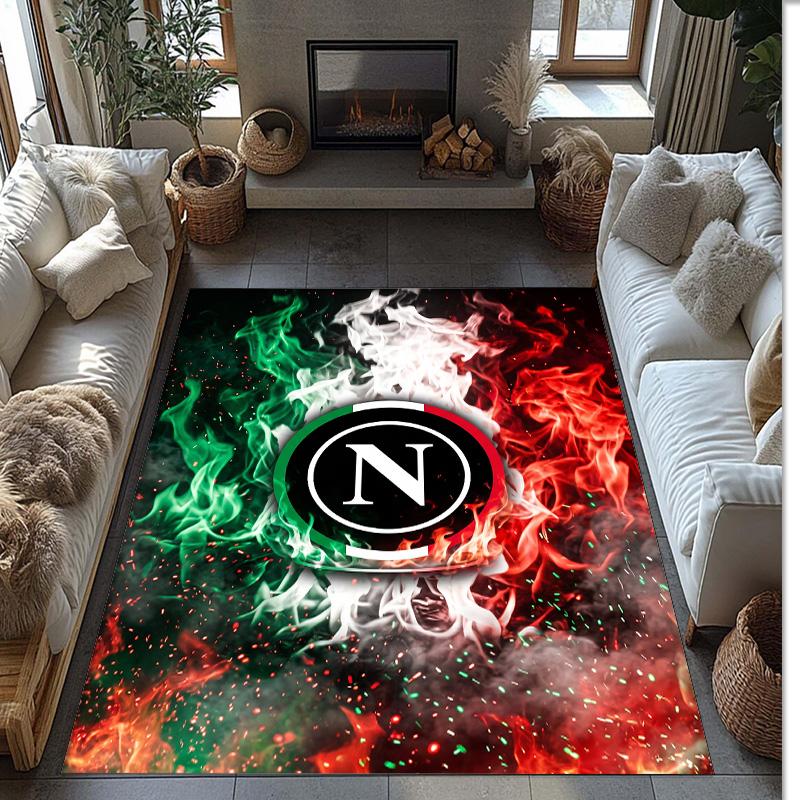 Napoli FC Soccer Football Pattern Soft Area Rug Non Slip Indoor Floor Carpet Sports Decor Mat for Bedroom