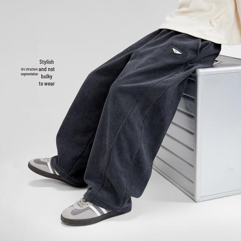 Zuoxi Boys  2025 Winter Fleece-Lined Curved-Leg Pants 150