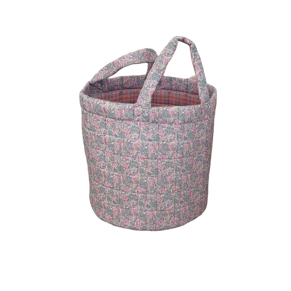 Cotton Quilted Storage Basket Large Capacity Flower Pattern Storage Basket Laundry Hampers Women 7.87 in розовый