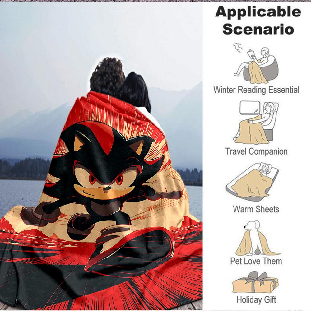 1 stuks Shadow Sonic Flanellen Deken, Zacht Huidvriendelijk met Digitale Print, Diverse Maten Verkrijgbaar voor Familie, Vrienden, Verjaardag